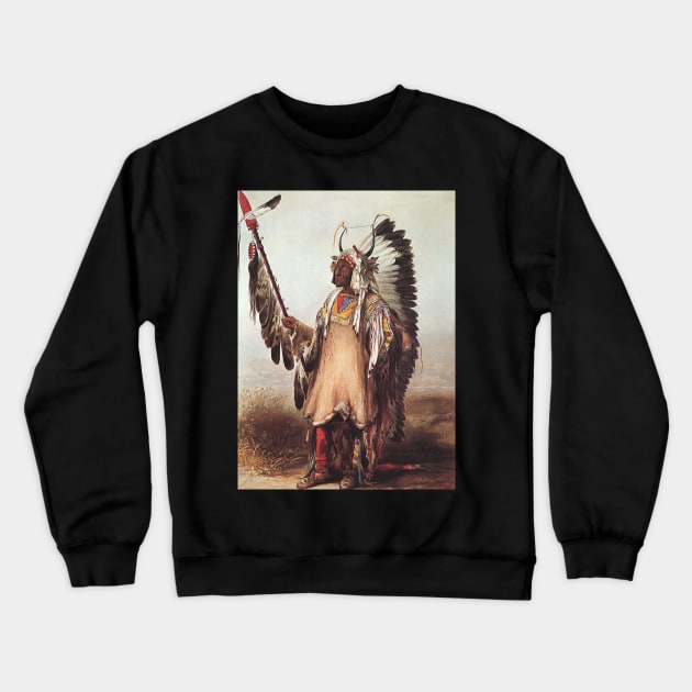 Mato-Tope, A Mandan Chief by Karl Bodmer Crewneck Sweatshirt by MasterpieceCafe